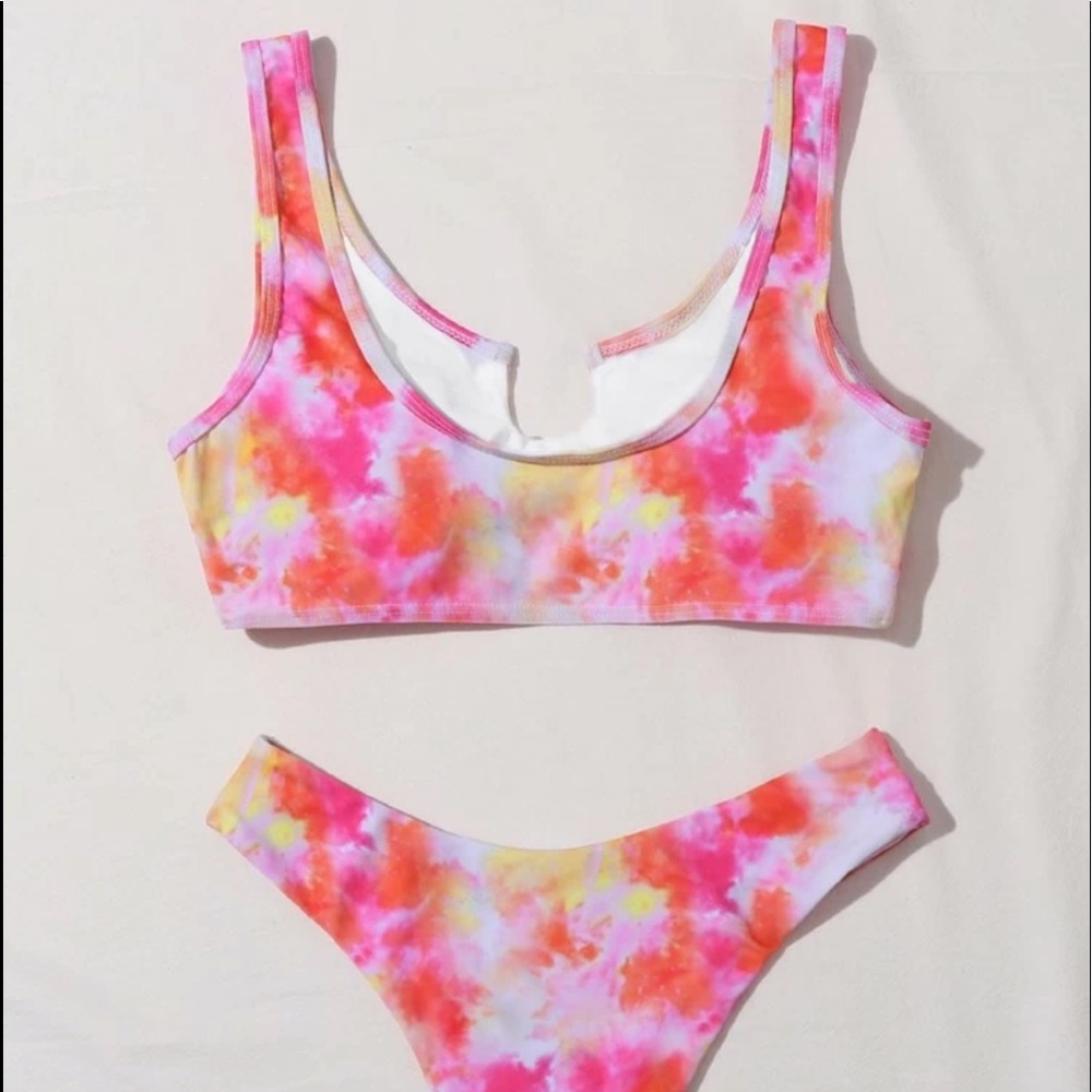 Pink Tie Dye Cutout Bikini Swimsuit - Picture 2 of 5